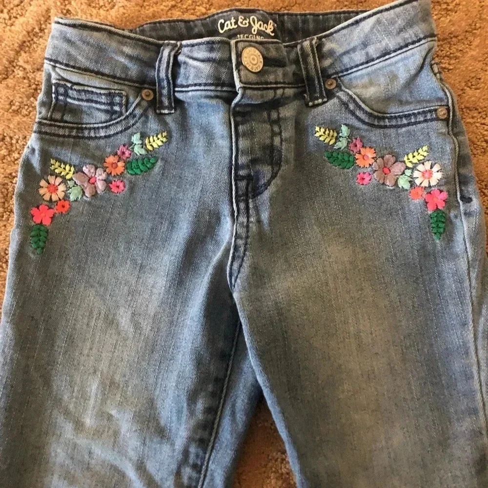 Cat & jack 6 flower jeggings jeans girls
